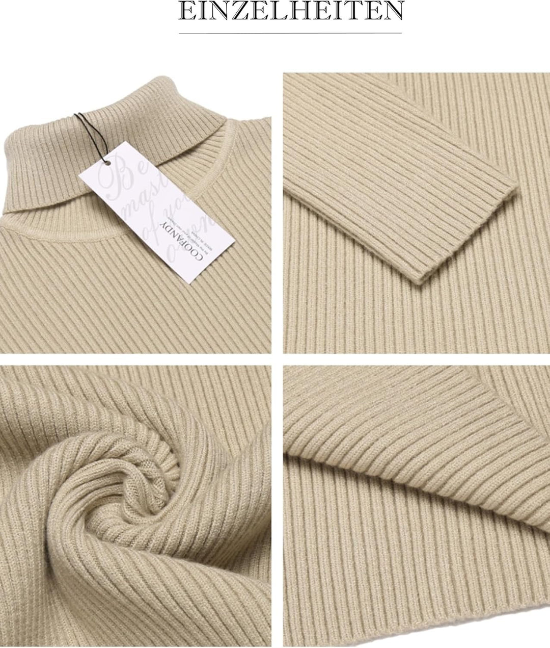 COOFANDY Herren Rollkragen Pullover Langarmshirt Feinstrick Sweater Rollkragen Freizeit Slim fit Bas