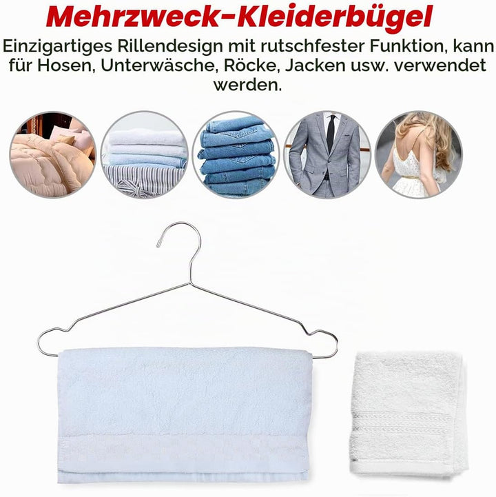 Puersit 30 Stück Kleiderbügel Metall, 42cm Kleiderbügel aus Edelstahl Kleiderbügel Platzsparende Bel