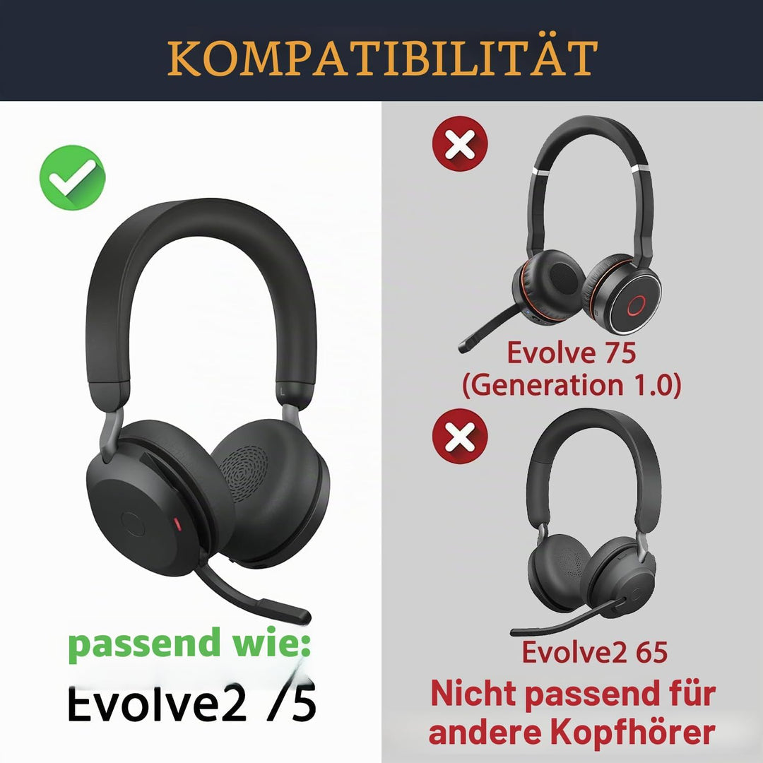 SOULWIT Kühlgel Ersatzpolster Ersatz Ohrpolster für Jabra Evolve2 75 PC Wireless Headset (passen Nic