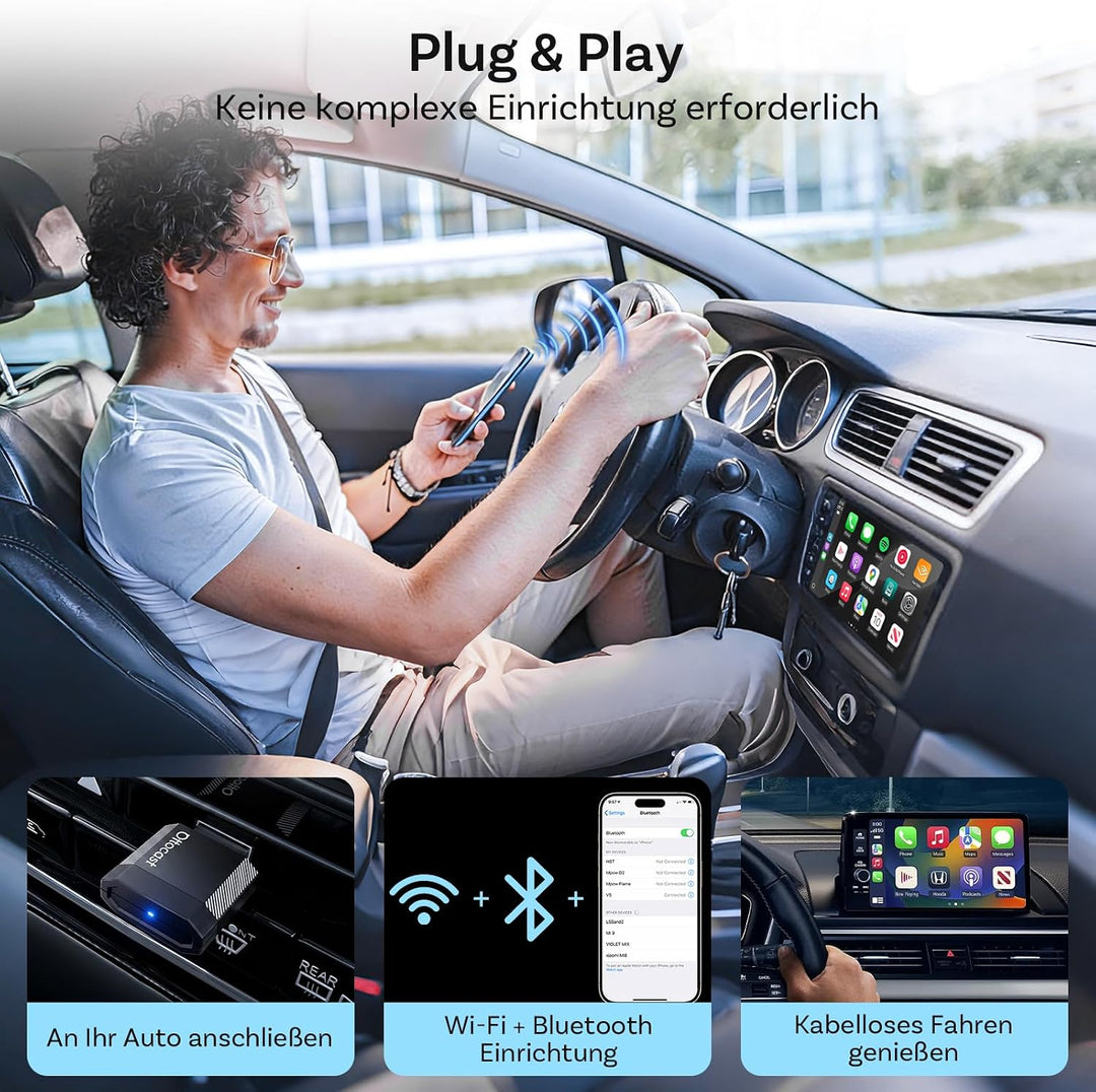 OTTOCAST Mini Nova 2-in-1 Kabelloser CarPlay Android Auto Adapter (Schwarz)