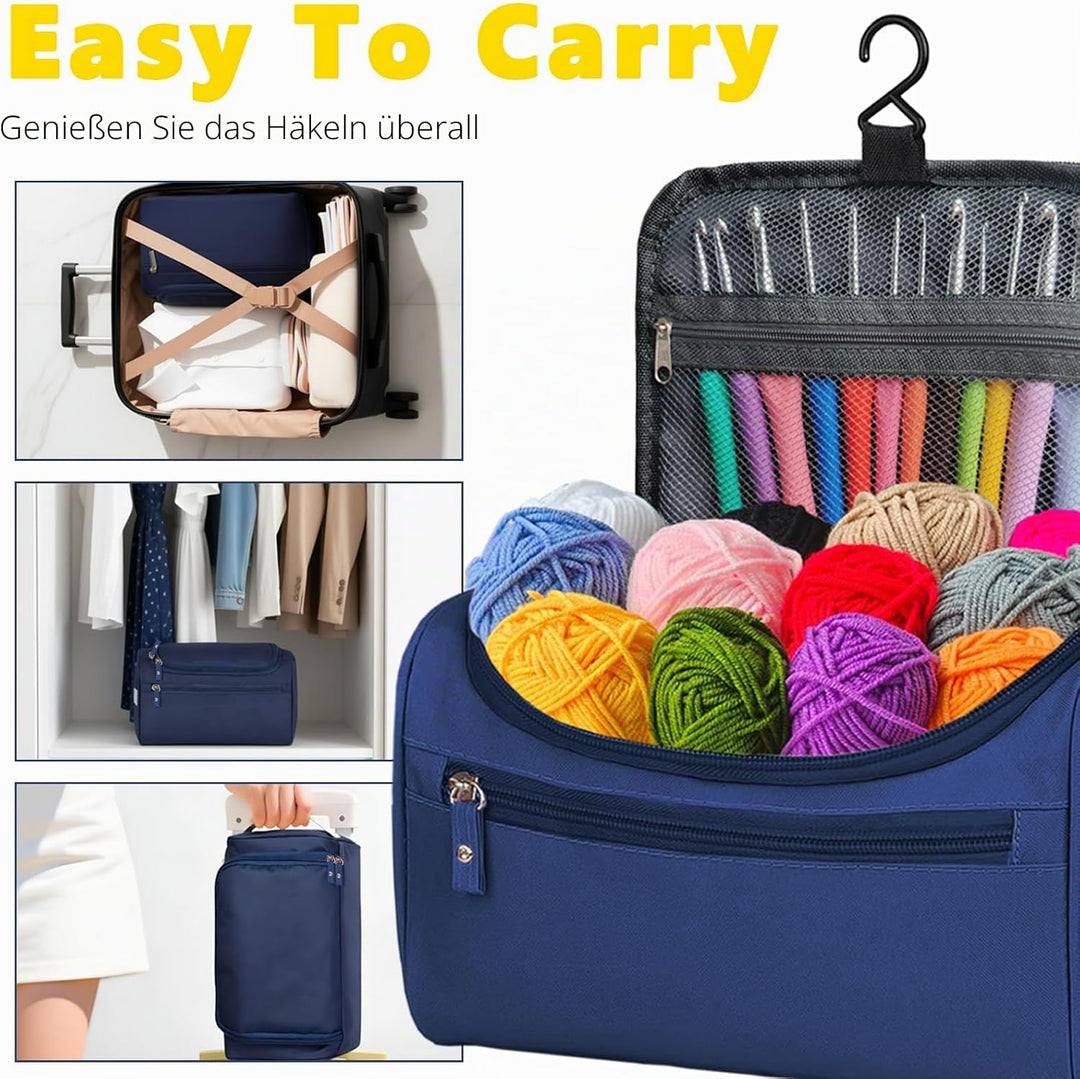 AirBanish Häkelsets für Anfänger und Erwachsene, Häkelnadel-Set mit 12 x 25 g Häkelgarnen, ergonomis