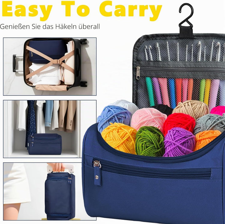 AirBanish Häkelsets für Anfänger und Erwachsene, Häkelnadel-Set mit 12 x 25 g Häkelgarnen, ergonomis