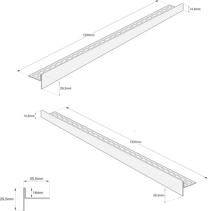 Aquabad Edelstahl Gefälleprofil Clive für begehbare Dusche in Schwarzmatt 120cm, 1x paar (links und