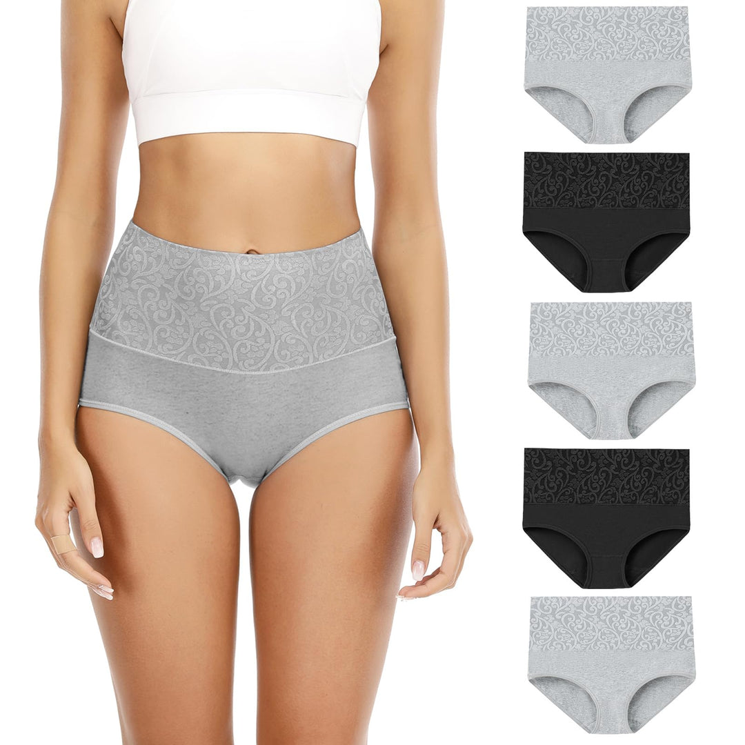 Senllori Damen Unterwäsche, hohe Taille, Baumwolle, Bauchkontrolle, weiche volle Abdeckung Multipack