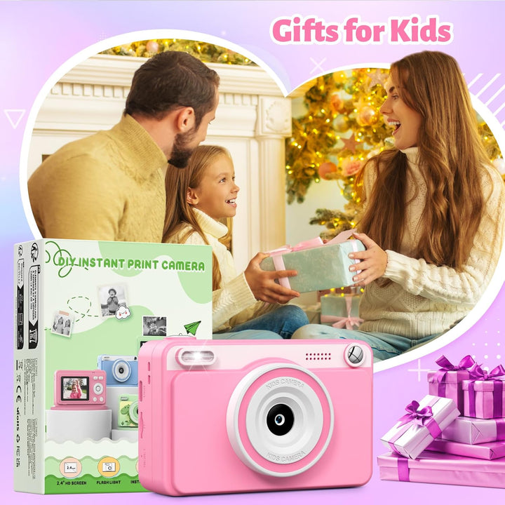 Sofortbildkamera Kinder, 2.4 Zoll Bildschirm Kinderkamera Sofortbildkamera mit 32GB Speicherkarte &