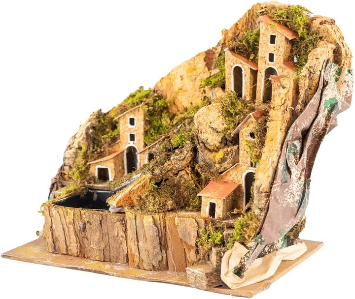 Bach für Krippe mit Häusern 20 x 14 x 20 cm (7,87 x 5,51 x 7,87 Zoll), Produkt von Hand gefertigt, M