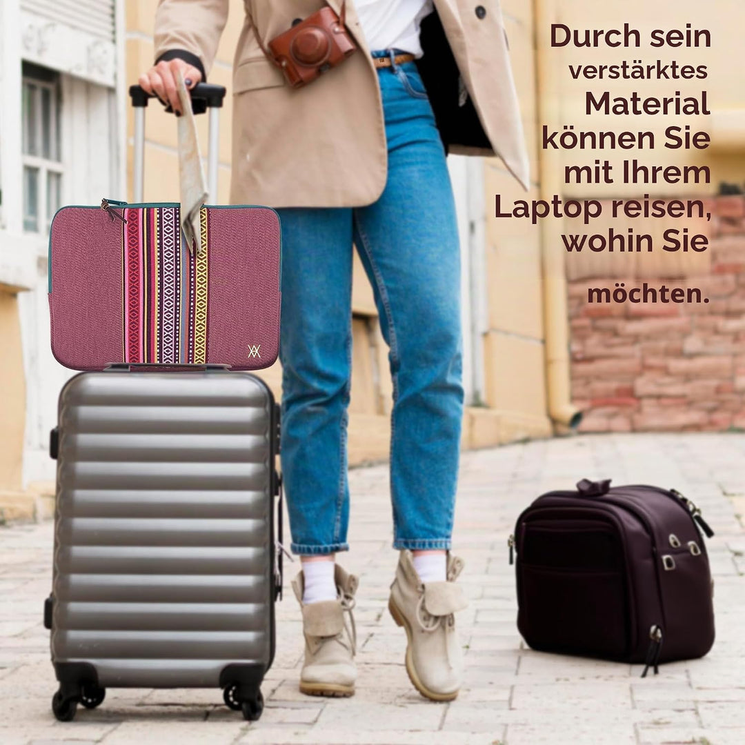 VAMVAM by Wondee Laptophülle bis zu 40,6 cm (16 Zoll), Kirsche mit dekorativem Streifen, Farben, gep