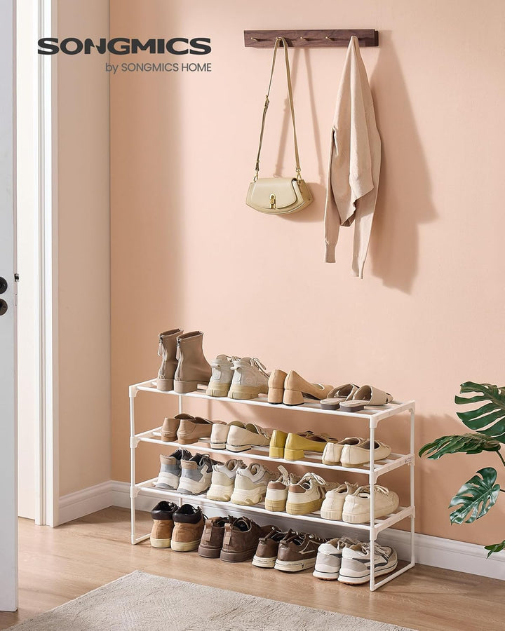 SONGMICS Schuhregal 3 Ebenen, Schuhständer Metall, Schuhaufbewahrung, Schuh-Organizer, aufrecht oder