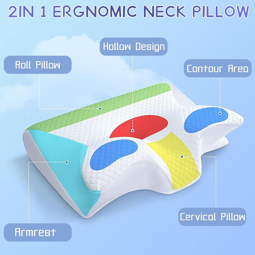 Pillow Daddy Schlafkissen, Kissen für Nackenschmerzen Memory Foam Nackenkissen, Ergonomisches Anti S