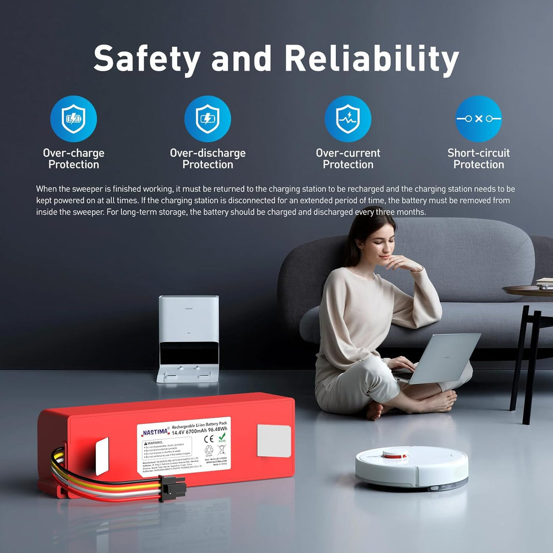 NASTIMA 14,4V 6700mAh 96,48Wh Li-Ion Akku Kompatibel mit Xiaomi Roborock S50 S51 S52 S53 S55 S502 S5
