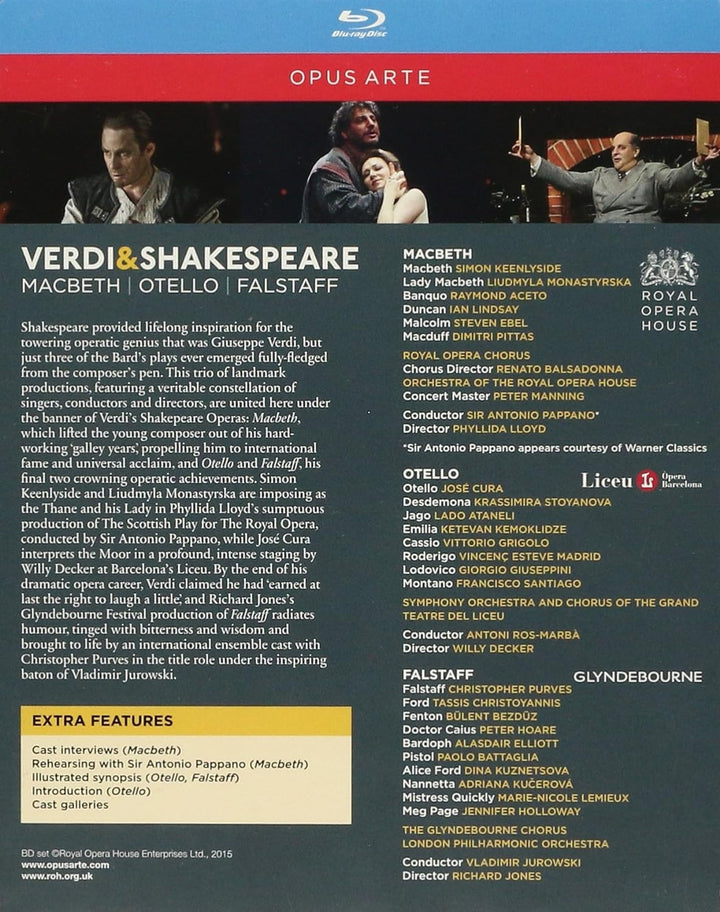 Verdi: Shakespeare-Opern (MacBeth, Otello, Falstaff), Blu-ray
