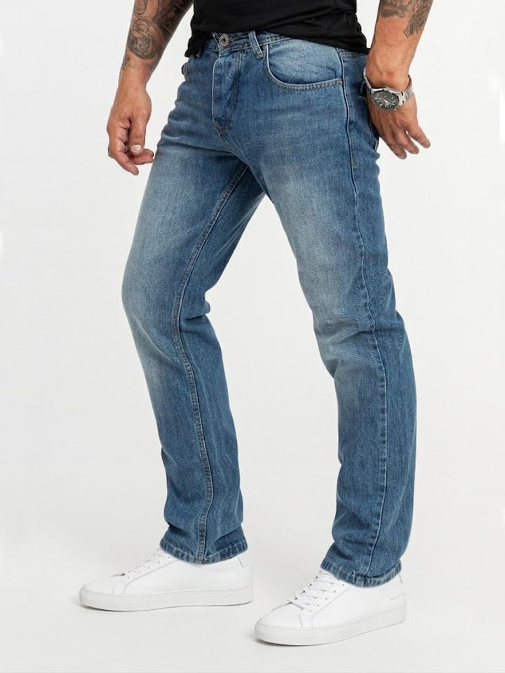Rock Creek Herren Jeans Hose Denim Blau Straight-Cut Gerades Bein RC-2091 29W / 30L Blau - Rc-3119,