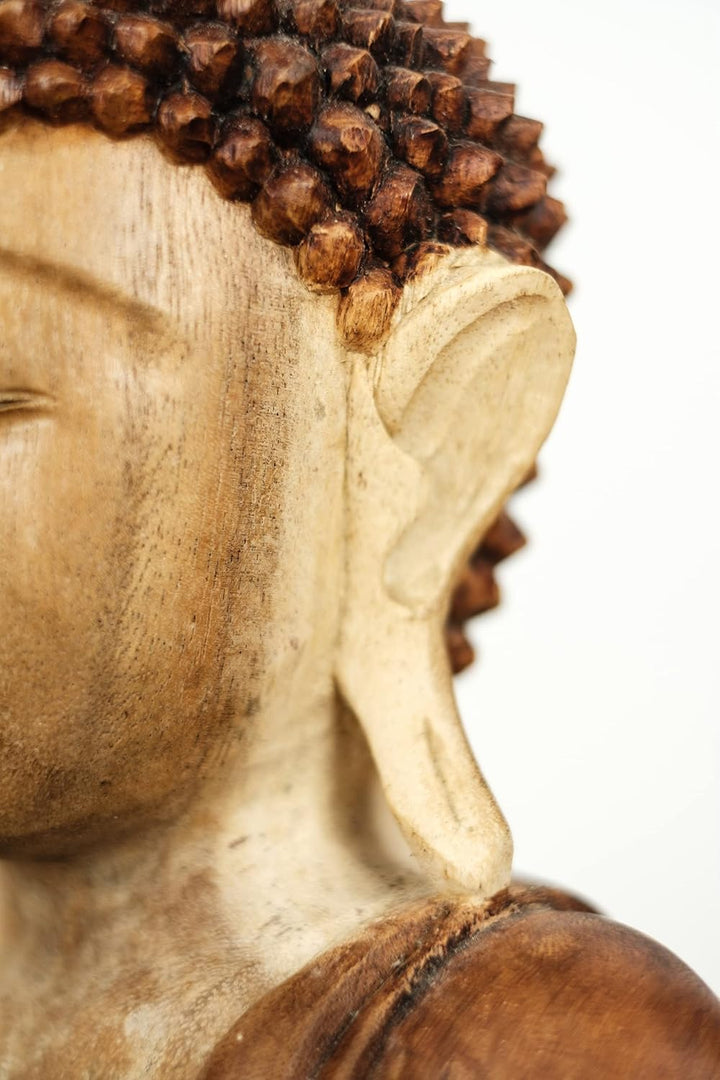 livasia Buddha Figur aus Holz 50cm hoch – Balinesische Handwerkskunst – Buddha Figuren aus Suarholz,