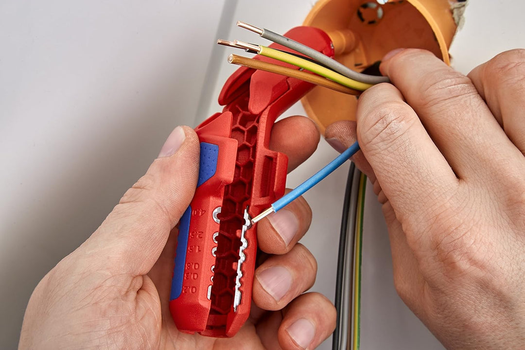 Knipex ErgoStrip Abisolierzange Blau/Rot – 1,3 cm, 8 mm, Kunststoff, Blau/Rot, 13,5 cm, 74 g