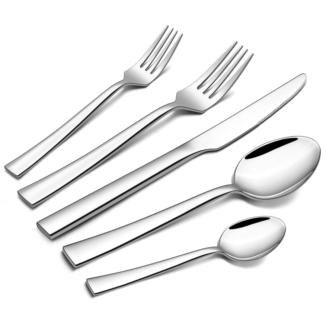 Homikit Besteck Set 12 Personen, 60-teilig Edelstahl Poliert Besteckset, Elegantes Essbesteck mit Me