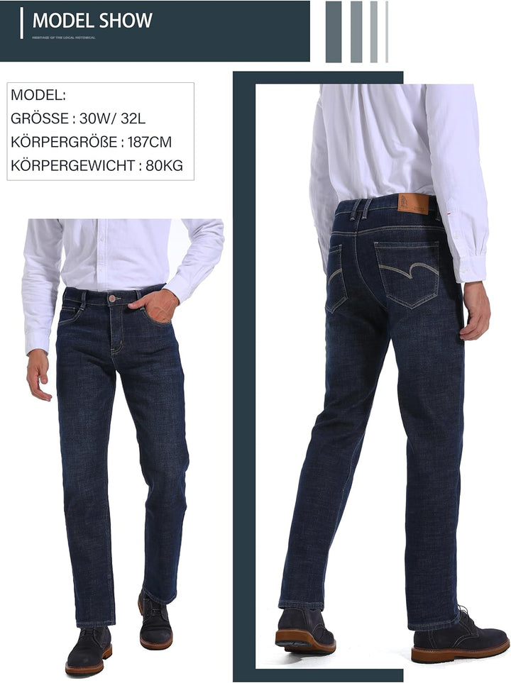 Thermojeans Herren Thermohose Schneehose gefütterte Winterhose Winterjeans mit Fleece gefüttert Hose