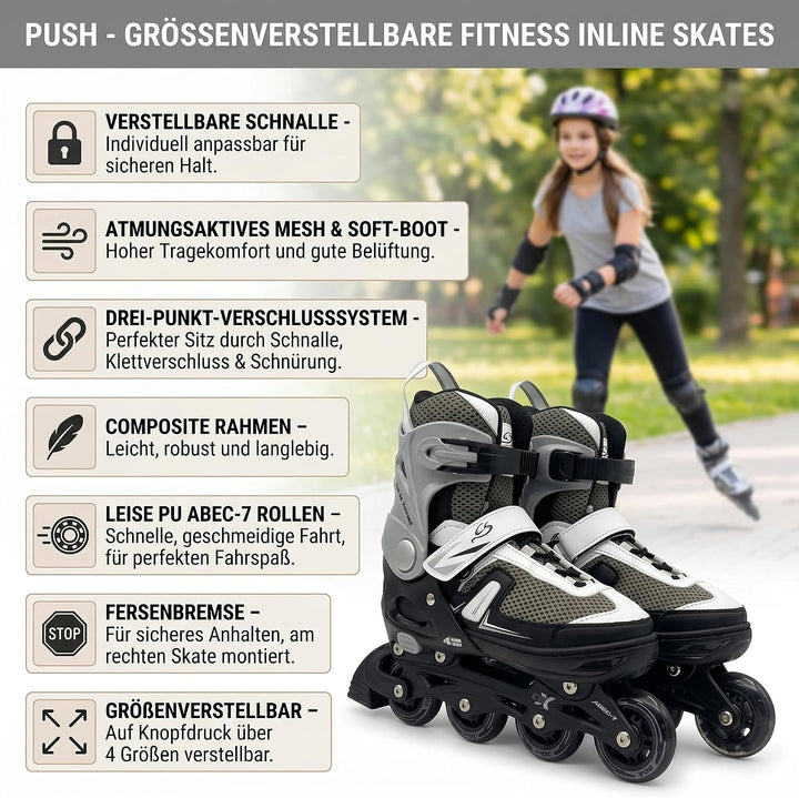 Cox Swain Push 2in1 Inliner &amp; Schlittschuhe - Grössenverstellbare Kombi Skates &amp; Eislaufschuhe für K