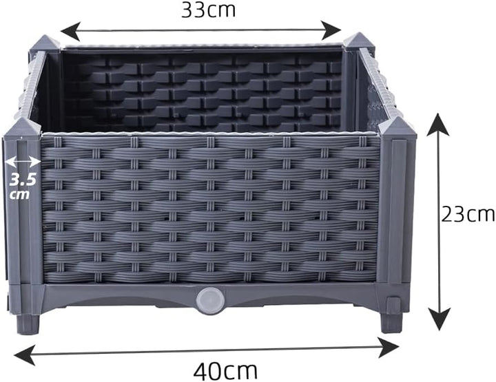 Mingone Blumentopf Rattan Optik aus Kunststoff Blumenkasten Balkonkasten mit Wasserspeicher Pflanzka