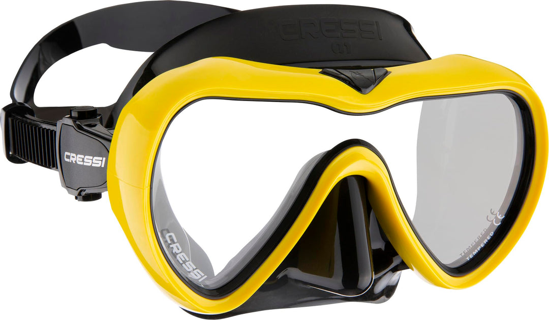 Cressi Unisex-Adult A1 Mask Lens Antifog Einzelglas Antibeschlag Tauch und Freitauchmaske, Schwarz/G