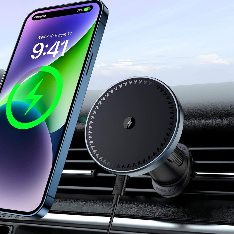 Beeasy 15W MagSafe Autohalterung Ladegerät, Magnet Auto Handyhalterung mit Ladefunktion, Kfz Qi Lade
