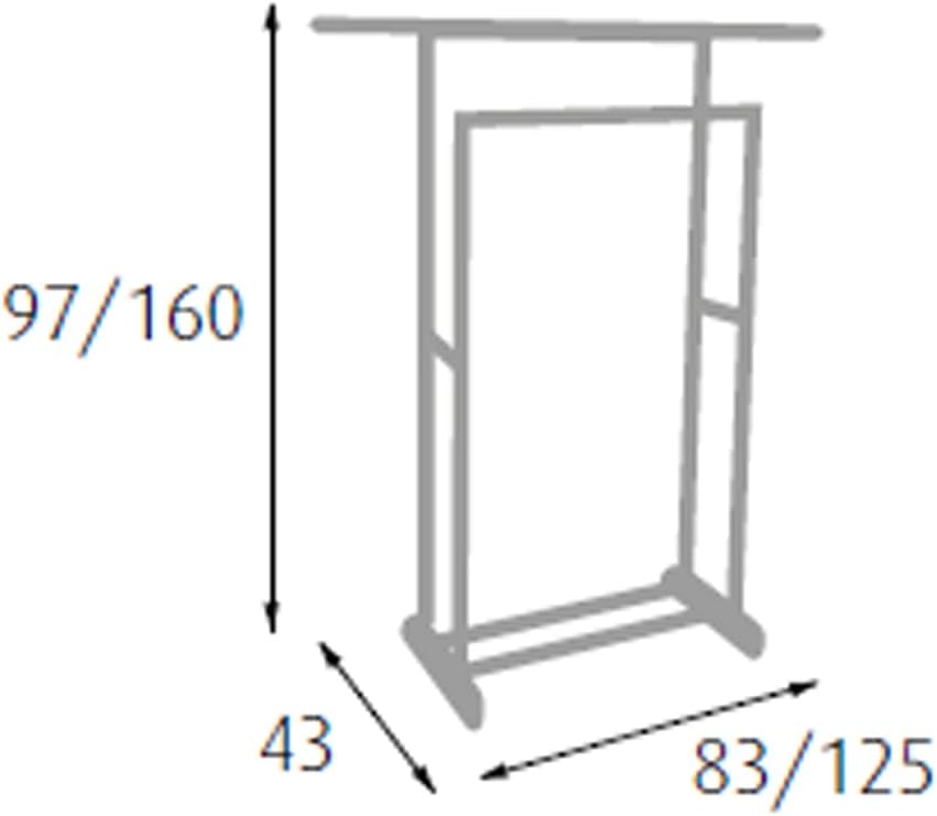 King Home s1407133 Ständer doppelt ausziehbar mit Rollen, 82,5/125 x 42,5 x 97/170H