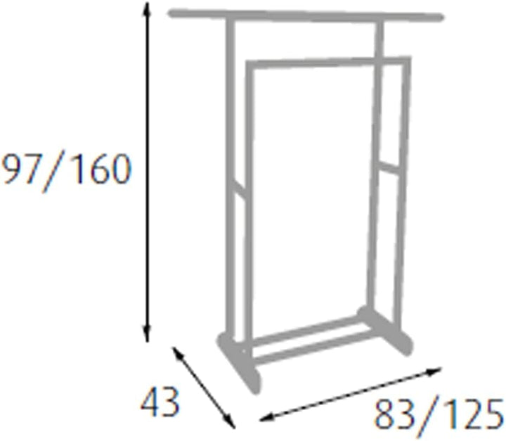 King Home s1407133 Ständer doppelt ausziehbar mit Rollen, 82,5/125 x 42,5 x 97/170H