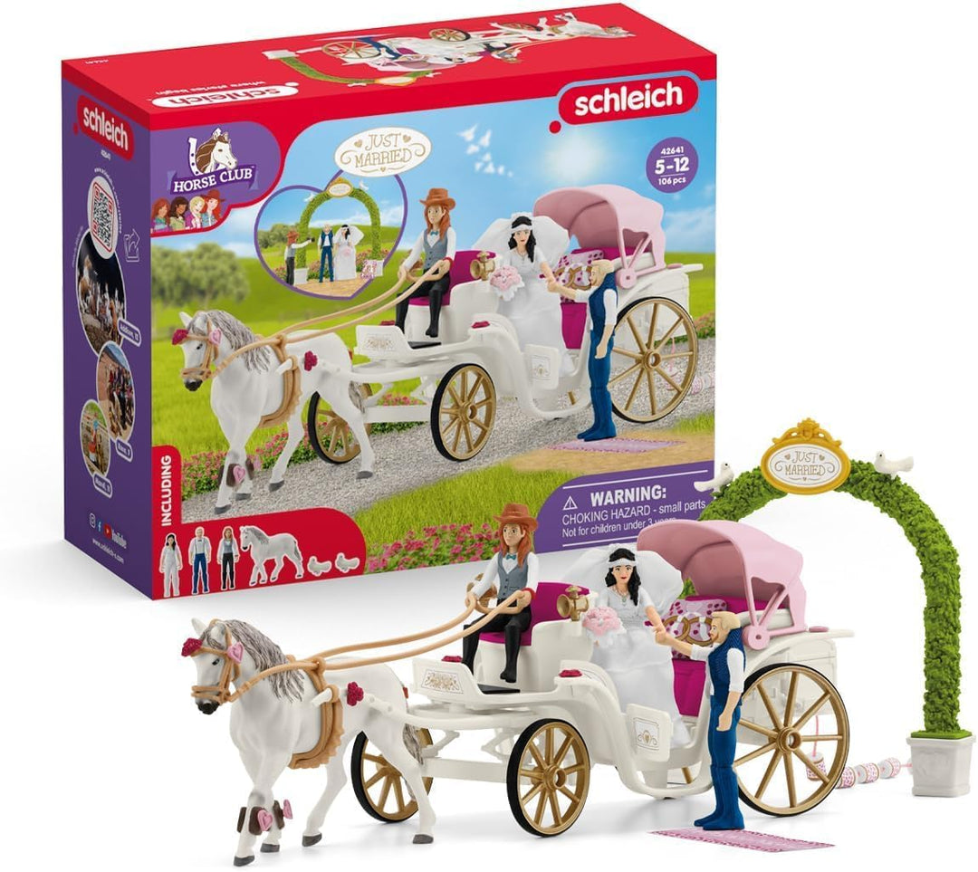 SCHLEICH 42641 Hochzeitskutsche, ab 5 Jahren, Horse Club - Spielset, 106 Teile & 42659 Waldbauer mit