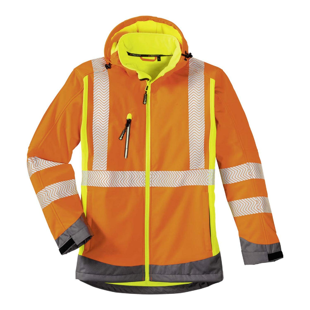4Protect Warnschutz Softshelljacke "Houston", 1 Stück, leuchtorange/-gelb/grau, 3470-XXXXL Leuchtora