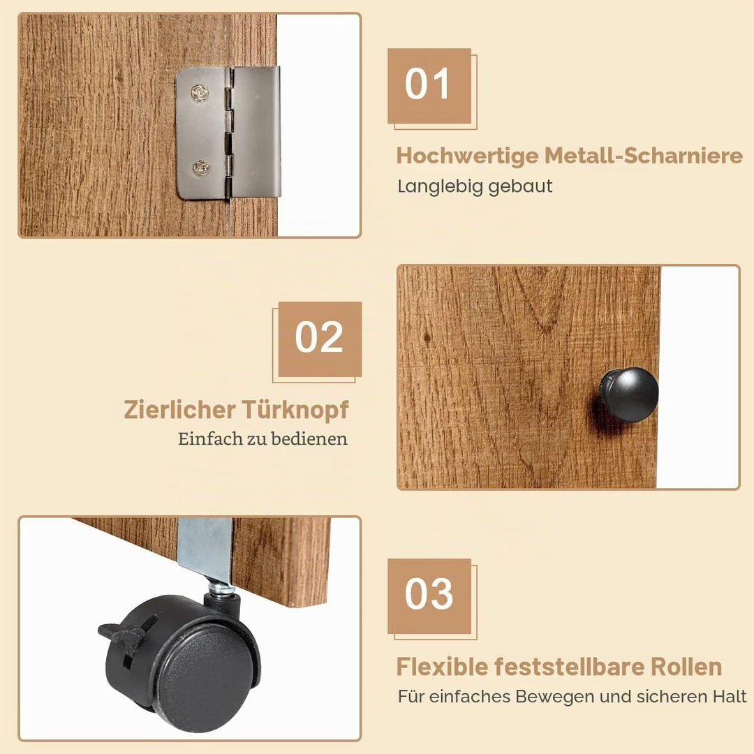 LIFEZEAL Nähmaschinenschrank klappbar, Nähschrank 2 in 1, Schreibtisch Holz mit Haken, Ablage &amp; Roll
