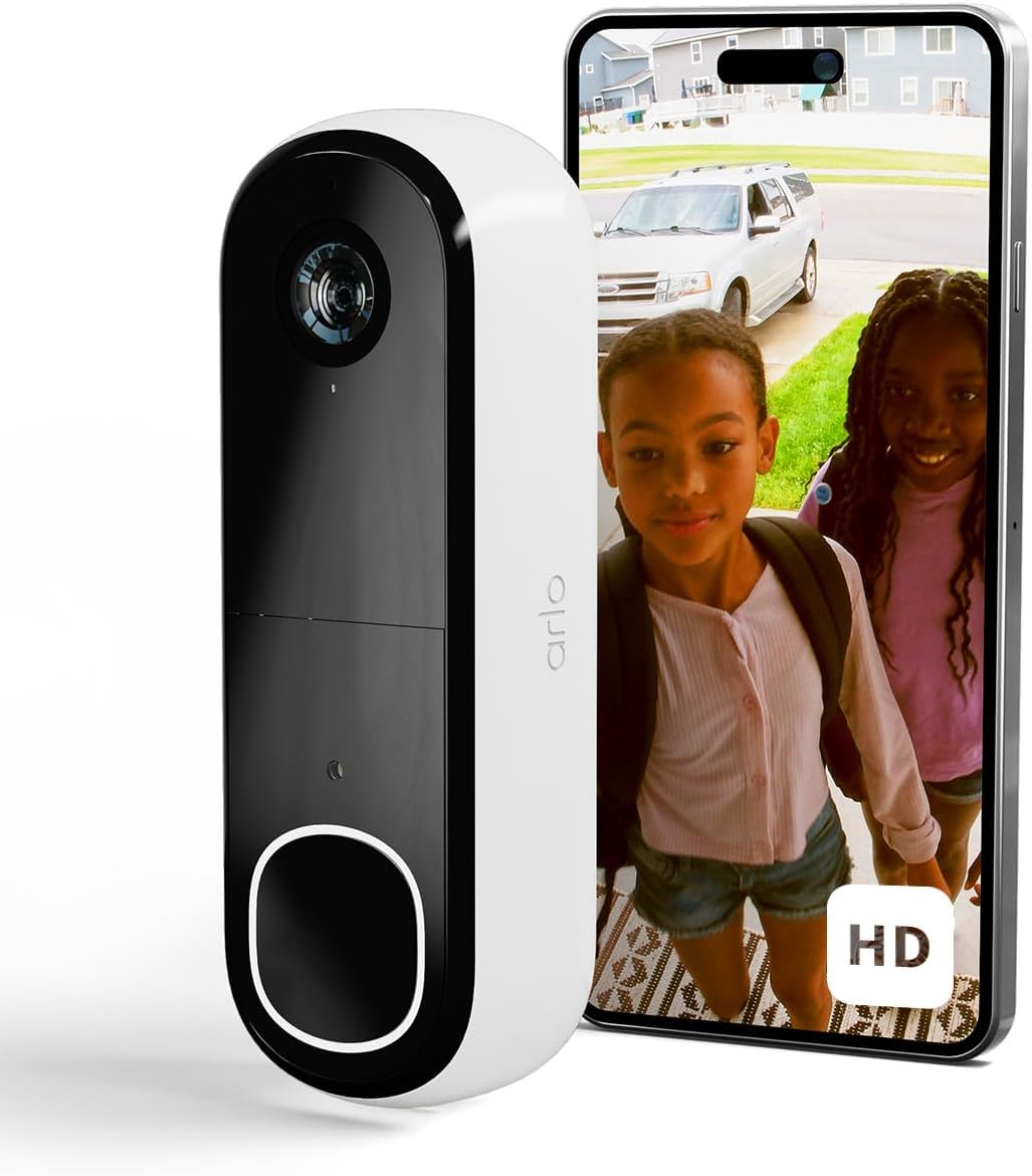 Arlo HD Video Türklingel Mit Kamera Kabellos, 1080p, WLAN Doorbell, Bewegungsmelder, 2-Wege-Audio, R
