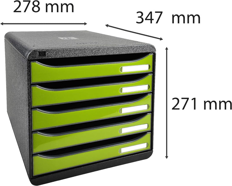 Exacompta 3097225D Premium Ablagebox mit 5 Schubladen für DIN A4+ Dokumente. Stapelbare Schubladenbo