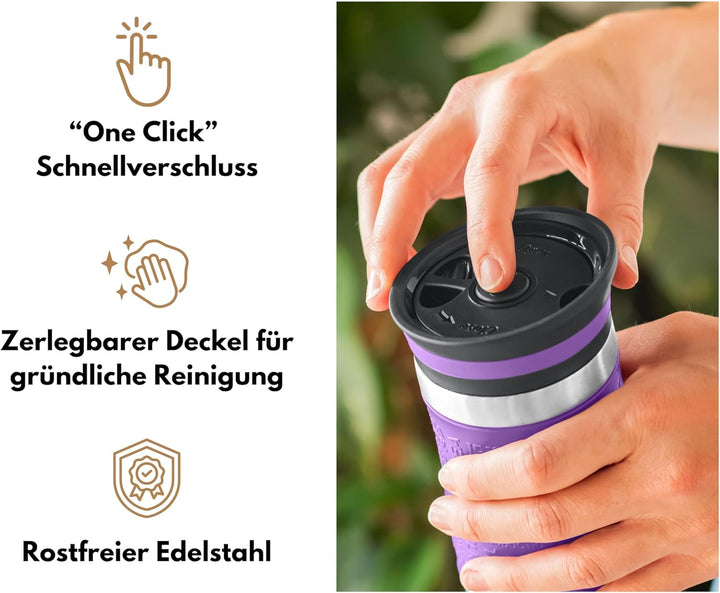 Milu Thermobecher 370ml 450ml Isolierbecher Kaffeebecher to go - 100% Auslaufsicher - Trinkbecher au