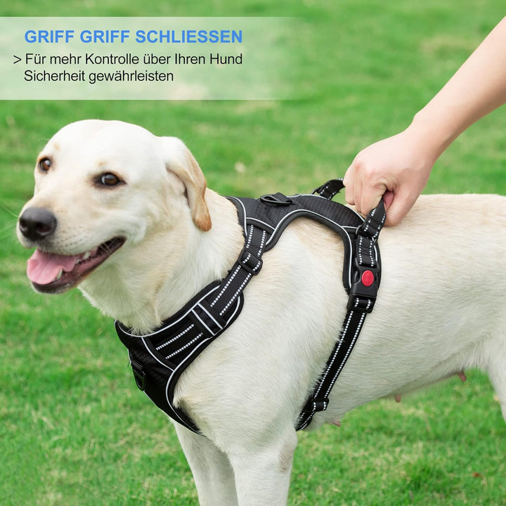 haapaw Hundegeschirr ohne Zug, einstellbar, reflektierend, Oxford, einfache Kontrolle, mittelgrosses