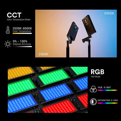 Godox M1 RGB LED-Videoleuchte, Vollfarbige Videolichter auf der Kamera mit Musikmodus, wiederaufladb