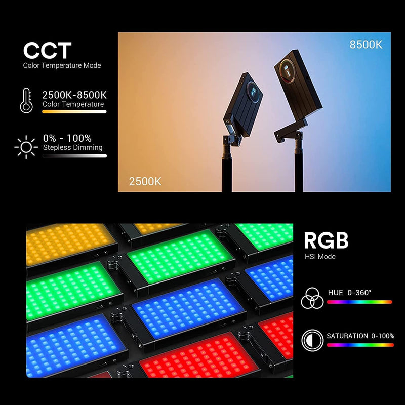 Godox M1 RGB LED-Videoleuchte, Vollfarbige Videolichter auf der Kamera mit Musikmodus, wiederaufladb