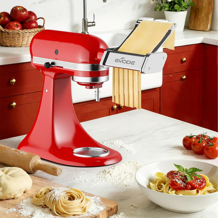 GVODE Nudelaufsatz für KitchenAid Küchenmaschinen, 3-in-1 Pasta-Set für KitchenAid Artisan mit Edels
