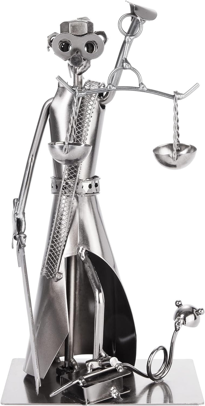 BRUBAKER Schraubenmännchen Justitia mit Schlange und Waage - Jura Eisenfigur Metallmännchen - Handar