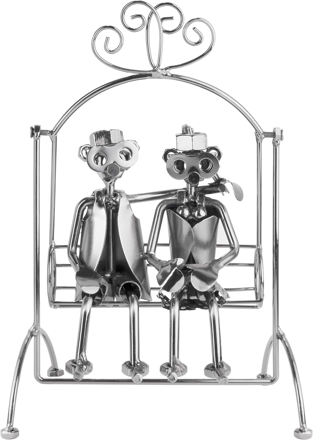 BRUBAKER Schraubenmännchen Liebespaar auf Schaukel - Handarbeit Eisenfigur Metallmännchen Liebe - Me