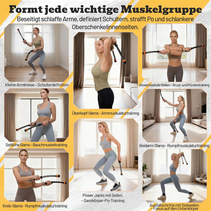 Weighted Battle Rope Ohne Seil - Verstellbare Battle Ropes für Zuhause, leises Seilloses Battle Rope