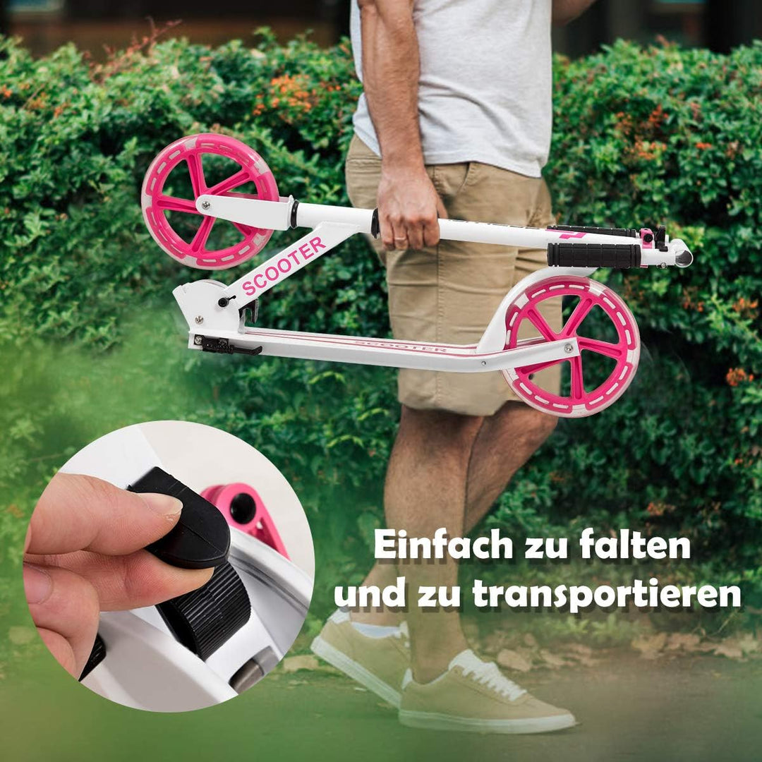 GOPLUS Scooter Kinder, Cityroller aus Aluminium bis zu 100kg, Kickscooter mit Schultergurt & LED Räd
