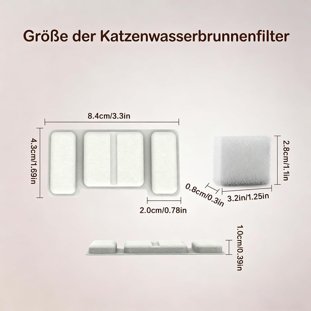 Edelstahl Katzenbrunnen Ersatzfilterset | 3-Stufen-Filter | Ultra Leise | Für Katzen &amp; Kleine Hausti