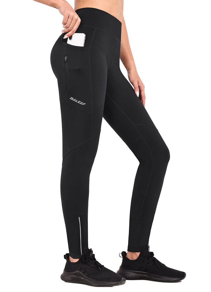 baleaf Thermoleggings Winter Damen Fahrradhose Lang mit Reissverschluss Warm Gefüttert Jogginghose R