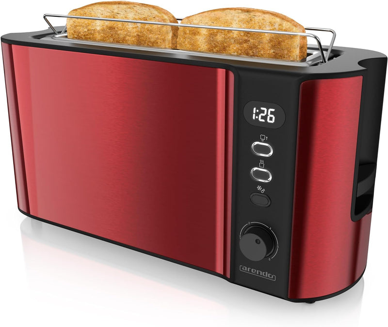 Arendo - Toaster Langschlitz 2 Scheiben - Defrost Funktion - 1000W - Doppelwandgehäuse - Integrierte