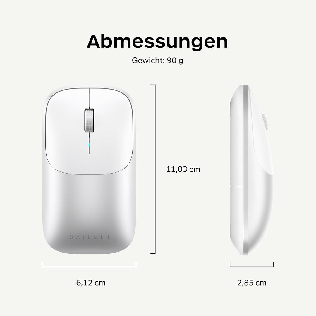 SATECHI Slim EX Kabellose Computermaus, Multi Device Bluetooth & 2,4-GHz für macOS, Windows, iPadOS