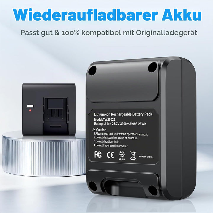 25,2V Akku für Philips AquaTrio 9000 Series Nass-Trockensauger, 3900mAh Lithium-Ionen Ersatzakku für