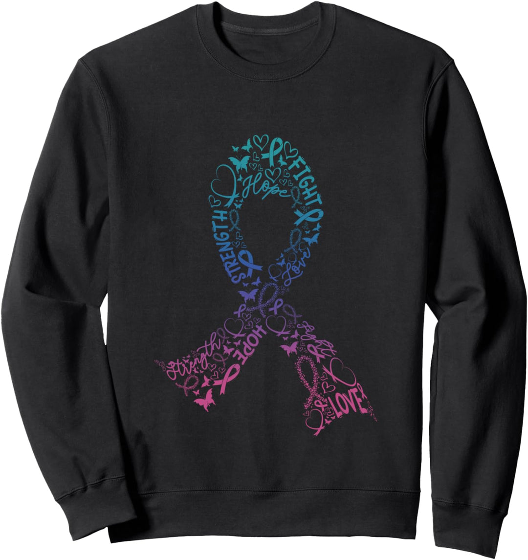 Schilddrüsenkrebs Kampf Krieger Geschenke Schilddrüse Ribbon Sweatshirt