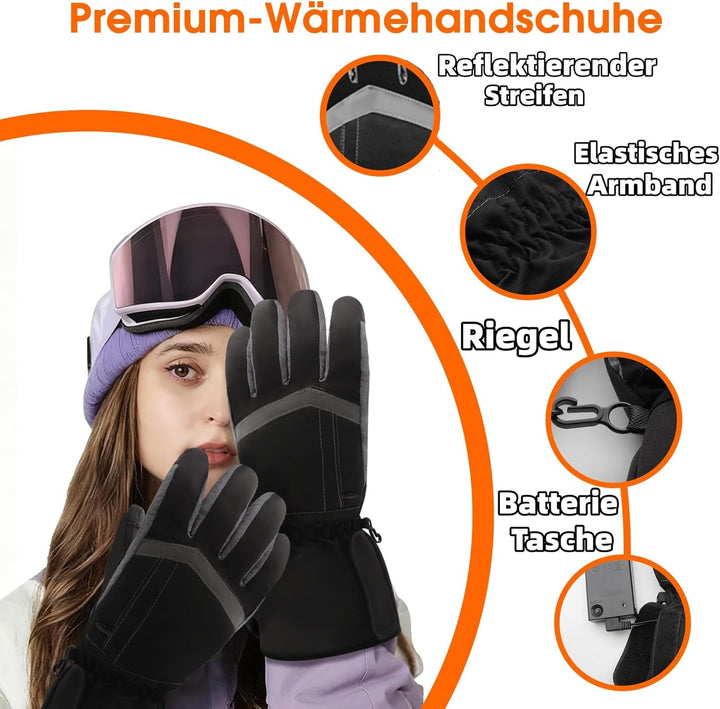 USB aufladbare beheizbare Handschuhe für Männer und Frauen, batteriebetrieben, Baumwollhandschuhe, W
