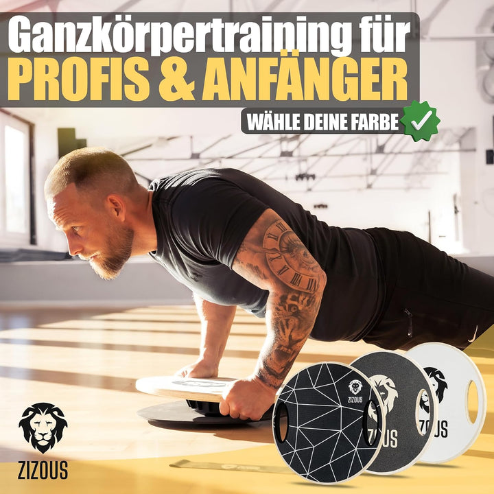 ZIZOUS® Premium Balance Board TESTSIEGER Komplettset - Hochwertiges Wackelbrett inkl. Antirutschmatt