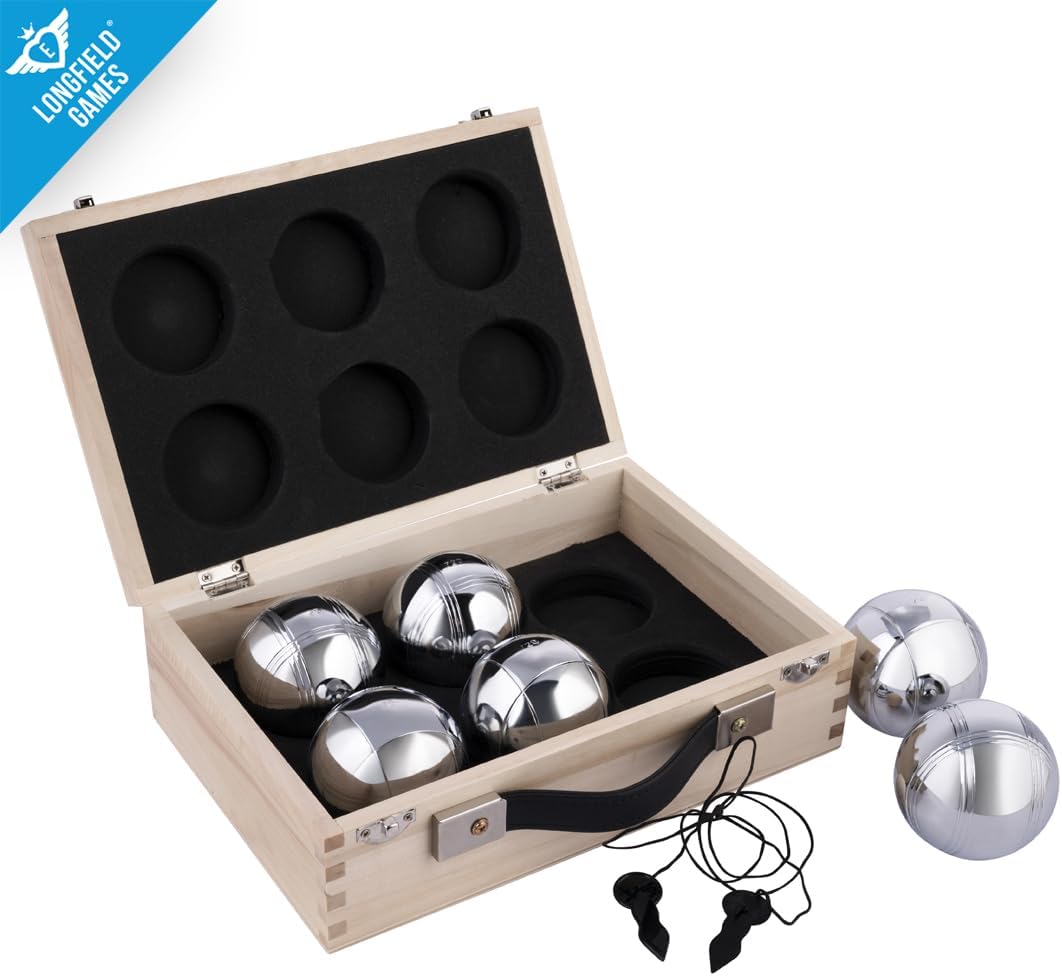 Engelhart - 010205 - Triplett Boule Kugeln Set - in einem schönen Holzkoffer, 2 Spieler: 2 x 3
