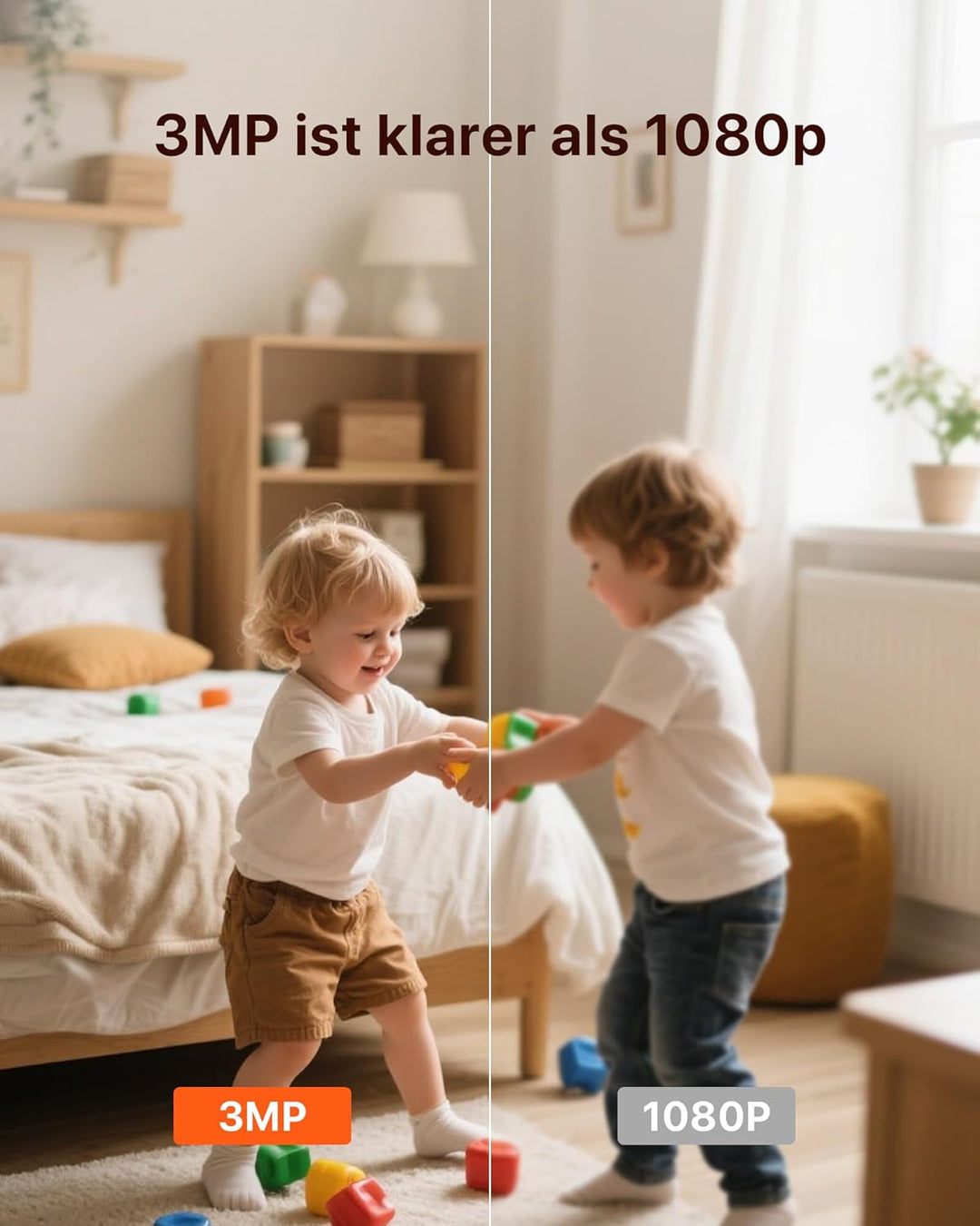 Tenda 3MP WLAN Innenkamera Überwachung, Haustierkamera mit 2-Wege-Audio, Nachtsicht 12M, Bewegungs-P